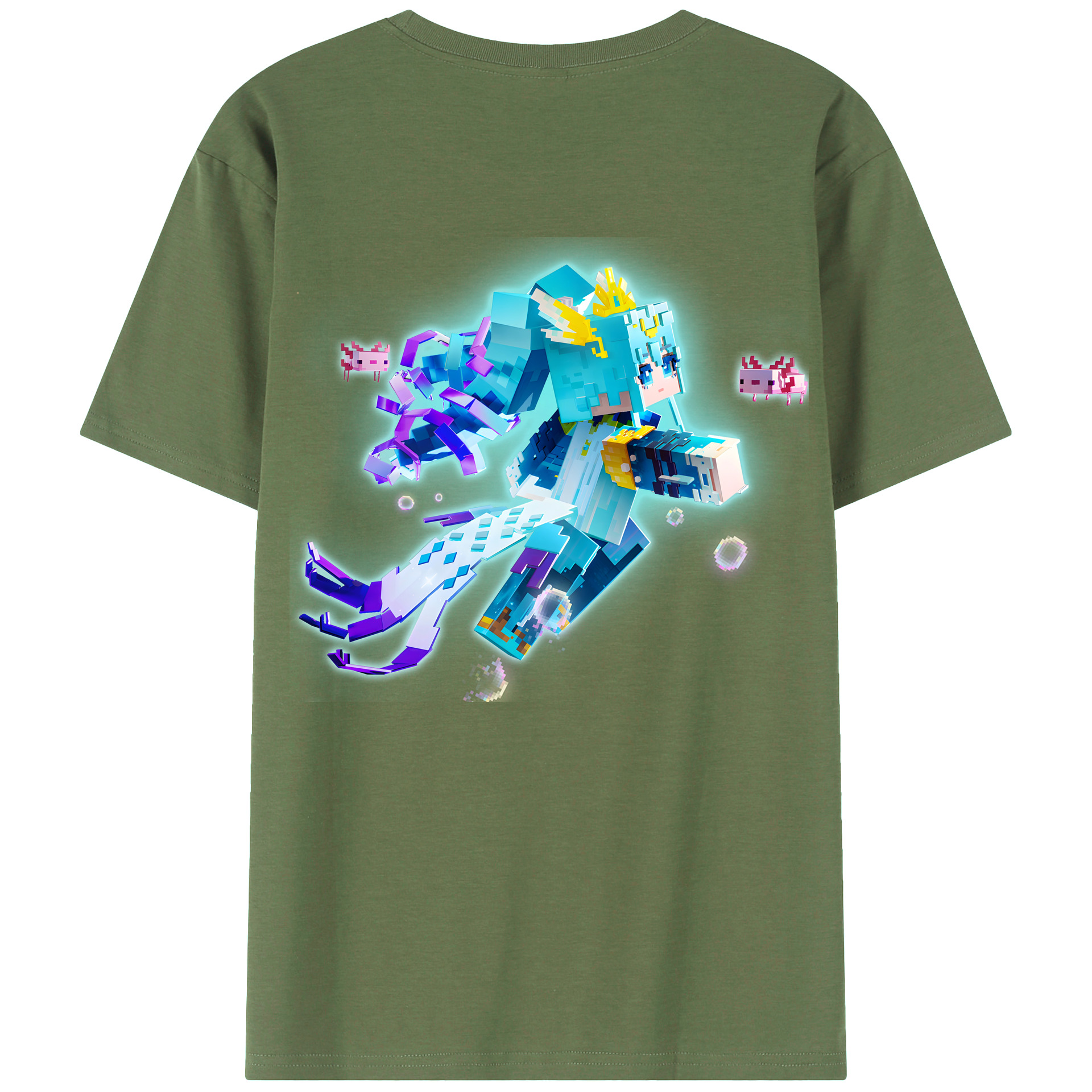 （画像用） マインクラフト ブロックの世界 Minecraft MC Block world 綿100％ メンズ半袖Tシャツ（バックプリント） 通気性